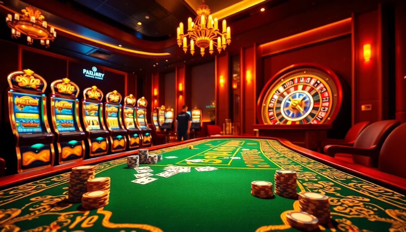 Experience the thrill of lô đề uy tín with this vibrant online casino scene featuring poker chips and roulette.
