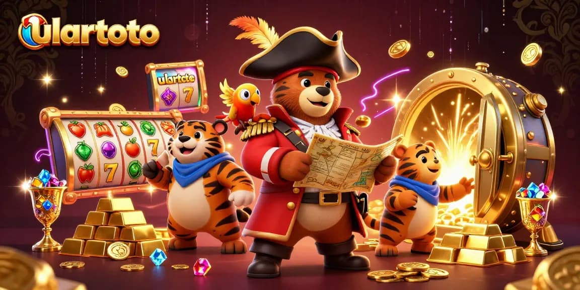 Experience thrilling gameplay with ulartoto featuring lucky 7s and dynamic slot reels in an exciting casino scene.