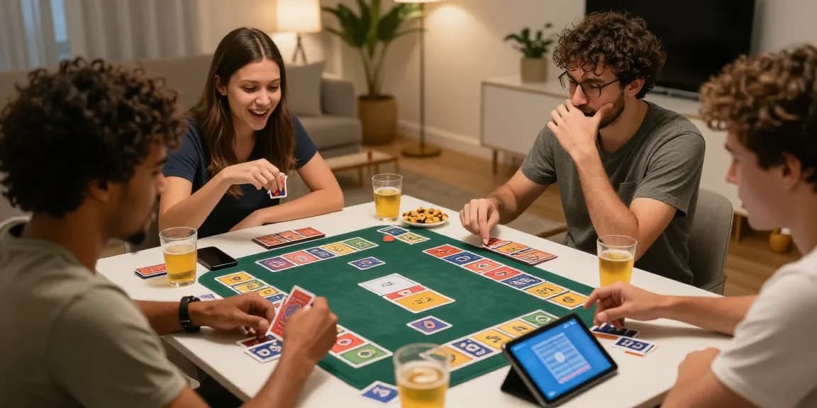 Exciting 3 Patti gaming scene capturing friends engaged in gameplay, Click to visit for more details.
