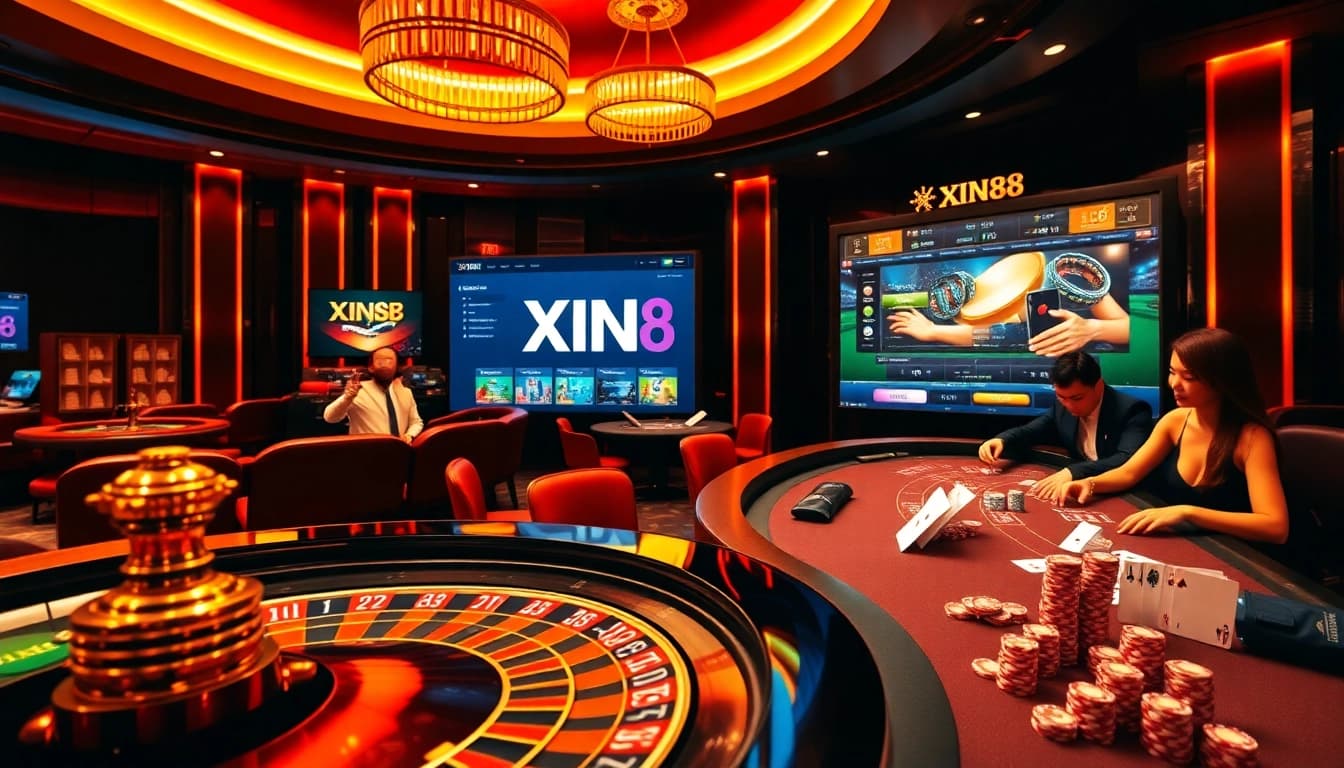 Engaging players at Trang Chủ XIN88 enjoy vibrant casino games like poker and roulette.