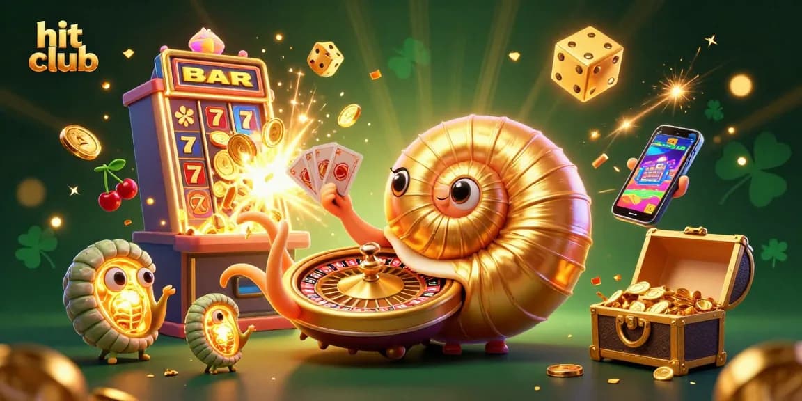 Hit Club showcases an ancient nautilus as a roulette wheel amidst vibrant casino elements and dynamic jackpots.