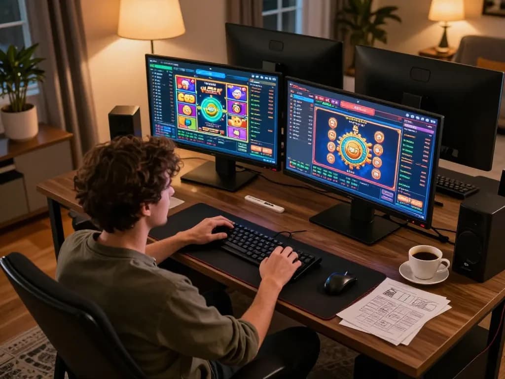 Play online slots on kdslots platform with a cozy gaming setup at home.