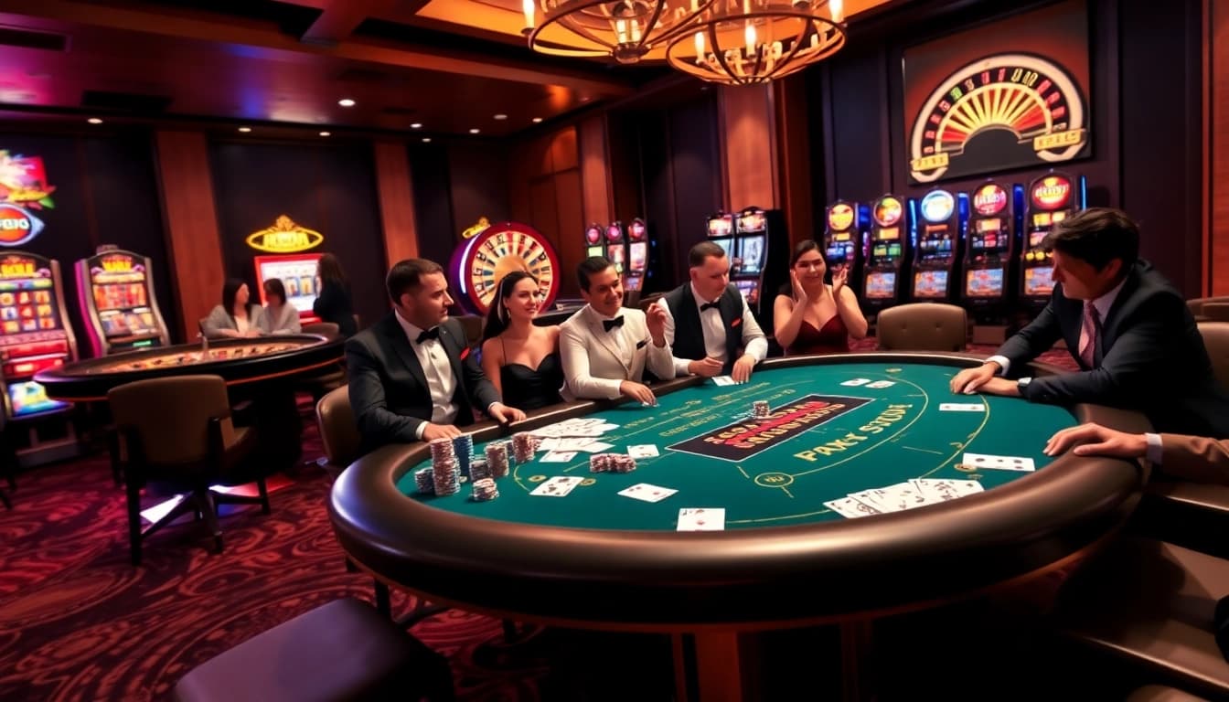 Players enjoying their time at FO88 casino table games with excitement and strategy.