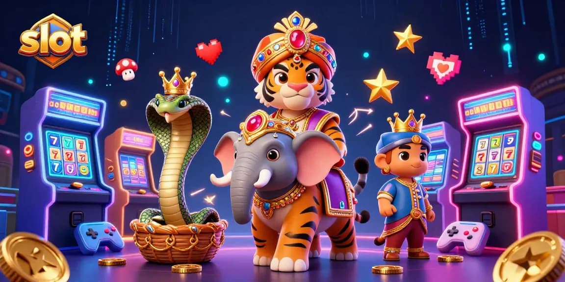 Putar slot dengan raja maharaja dan simbol keberuntungan dalam ilustrasi kasino 3D penuh warna