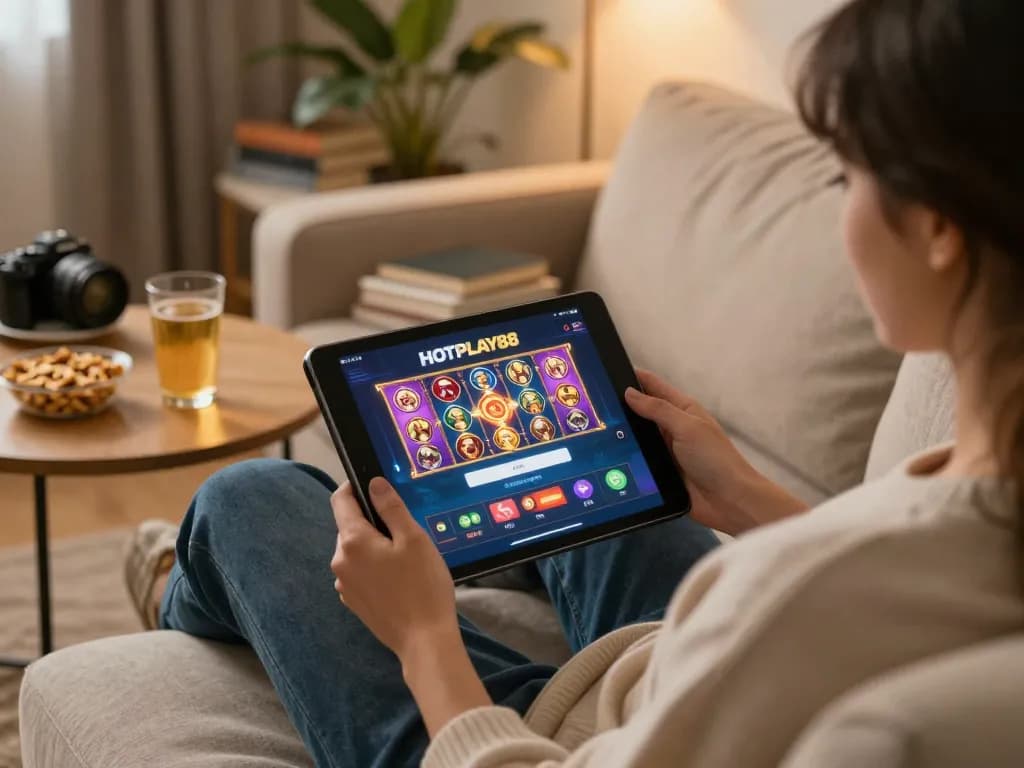 Login ke hotplay88 dari rumah sambil menikmati malam permainan slot online dan strategi.
