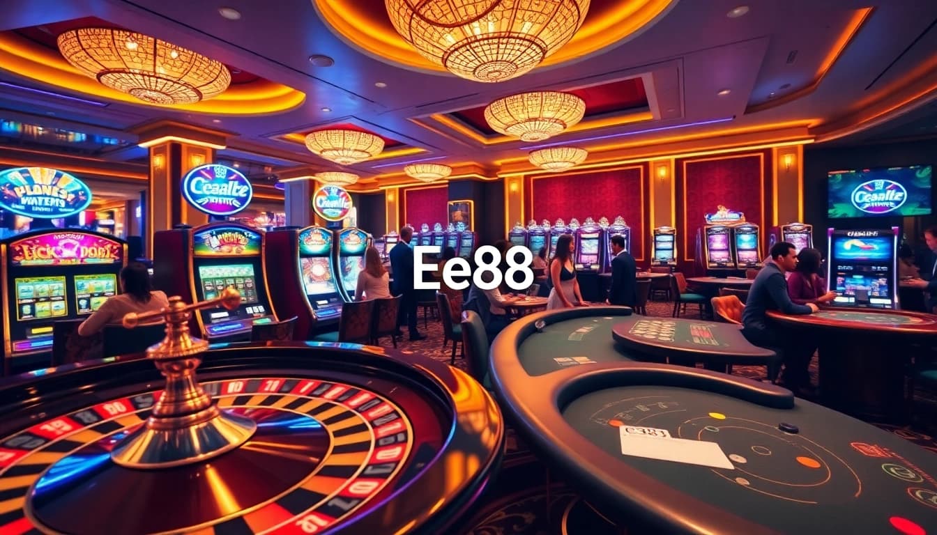 Experience the thrill of Ee88 with an engaging casino floor, roulette, and vibrant slot machines.