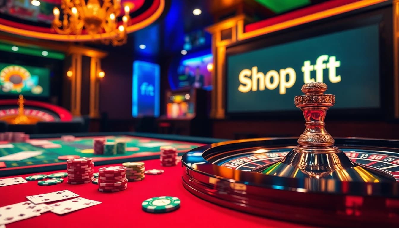 Experience the thrill of the casino with engaging gameplay at Shop tft, featuring colorful poker chips and cards.