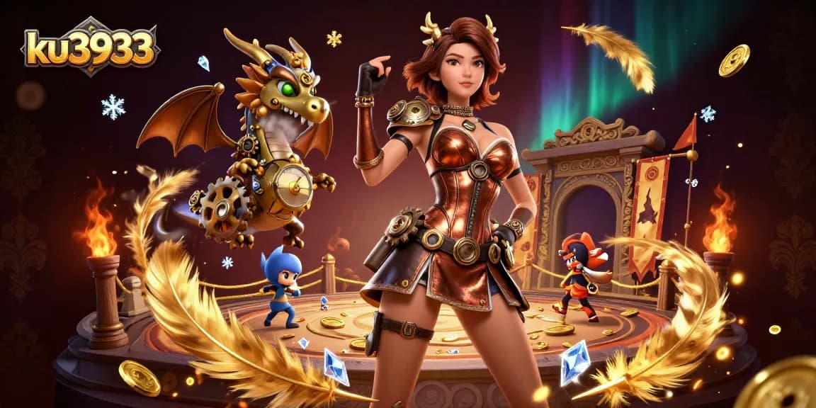 Bet on victory with ku3933 in an electrifying casino scene of lively dragons and golden tokens.