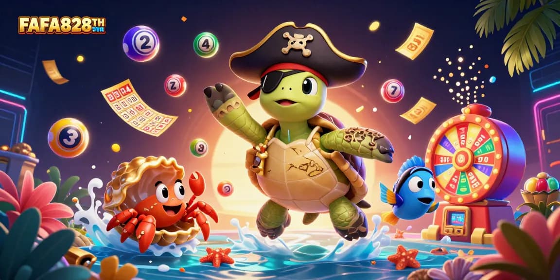 Join FAFA828TH's pirate-themed adventure among vibrant lottery elements and treasures!
