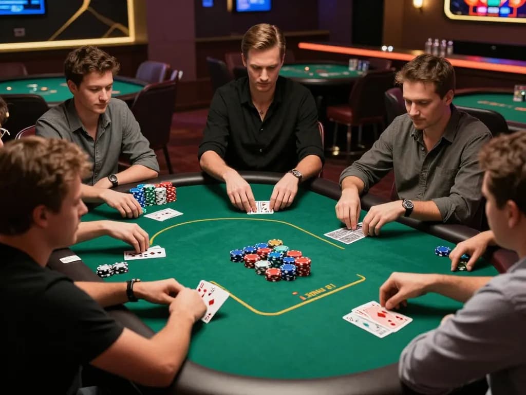 Experience the thrill of poker at PLANET88 with players engaged around a vibrant table.
