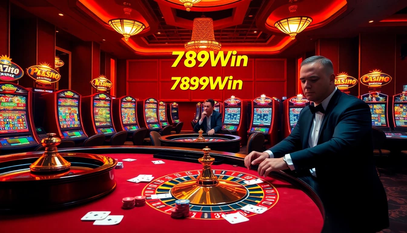 Players enjoy exciting games at 789Win's luxurious casino interface with poker chips and cards.