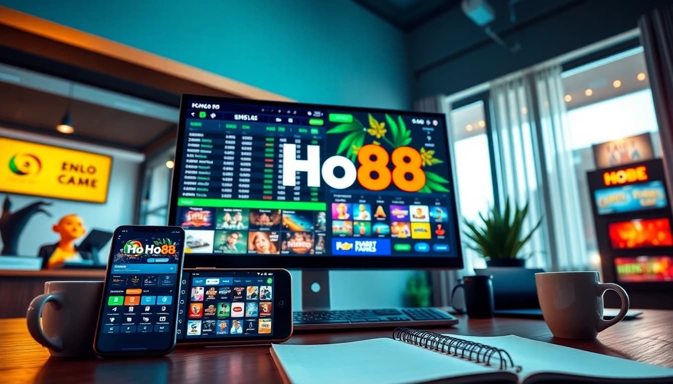Ho88 online betting platform showcasing vibrant sports betting and live casino interfaces.