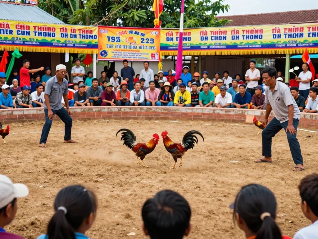 Bắt kịp sự phấn khích của cá đó đá gà thomo trong một đấu trường sôi động với khán giả