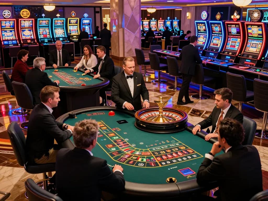 Experience strategic gameplay at FC88 casino with vibrant roulette tables and excited players.