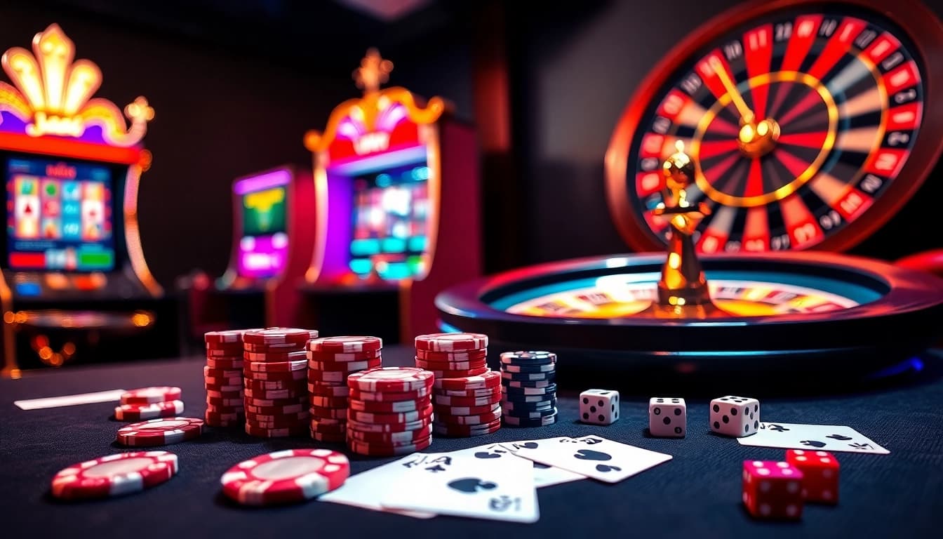 Gamble with confidence at Wingslots77, showcasing vibrant slot machines and live casino excitement.