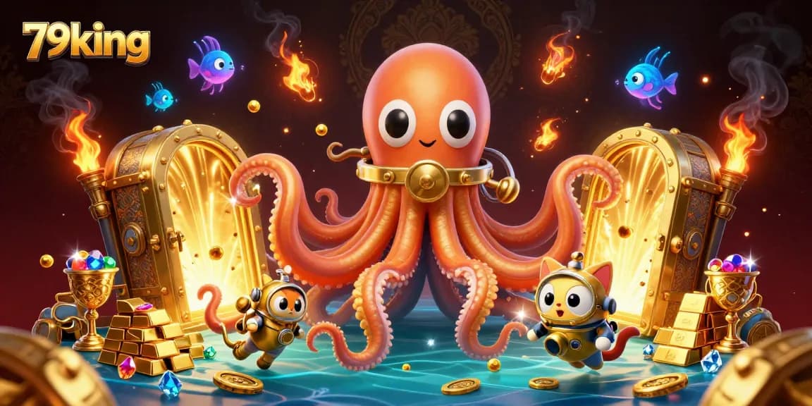 Experience the thrill of winning at 79king with stunning treasures and a colossal kraken!