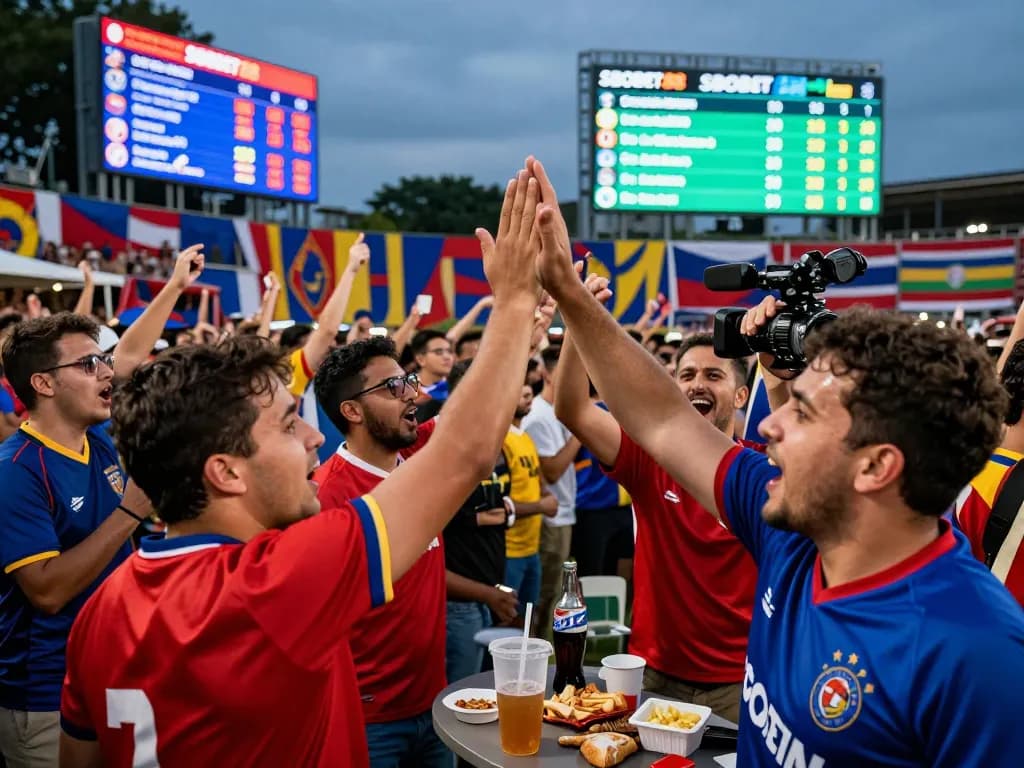 SBOBET88 betting experience captured with fans celebrating during a football match
