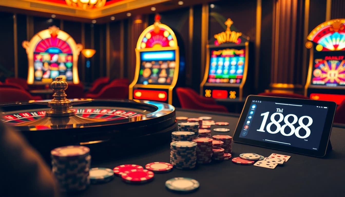 Experience thrilling gameplay at U888, where vibrant poker chips and roulette tables captivate gamblers.