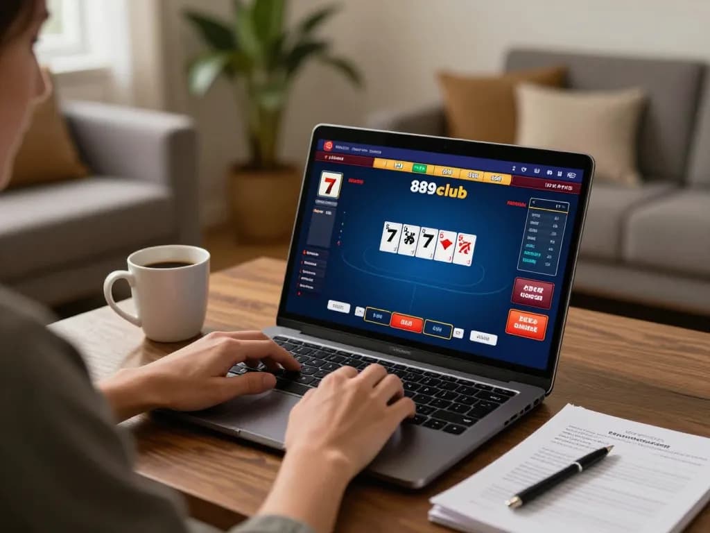 Engaging in a poker game on 789club while relaxing at home.