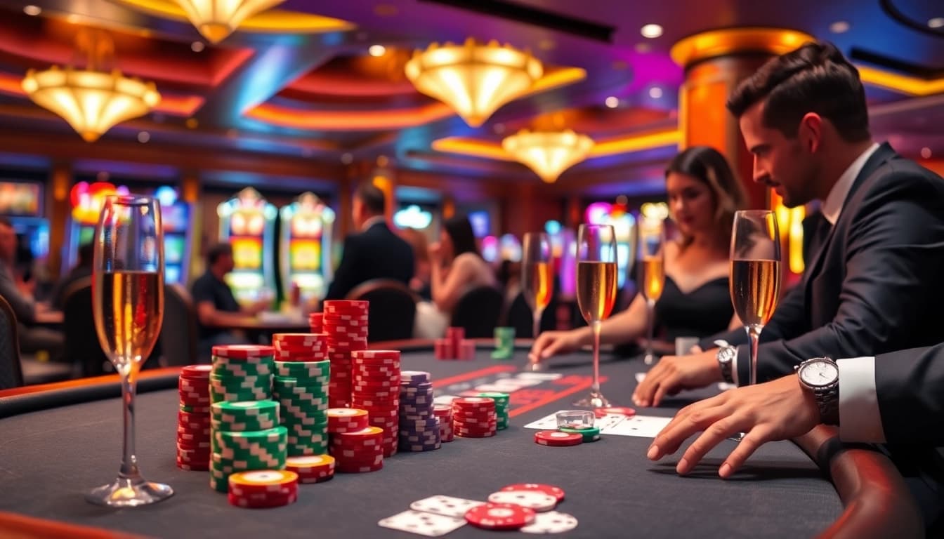 Experience intense gameplay at a poker table in a vibrant casino atmosphere featuring uvip娛樂.
