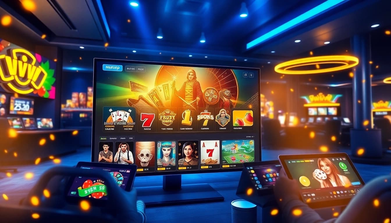 Nhatvip platform showcasing engaging casino games and a modern, vibrant gaming environment.