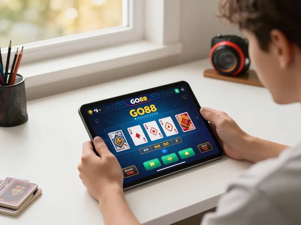 Engaging live casino gameplay on GO88 app showcasing vibrant card play and user-friendly interface.