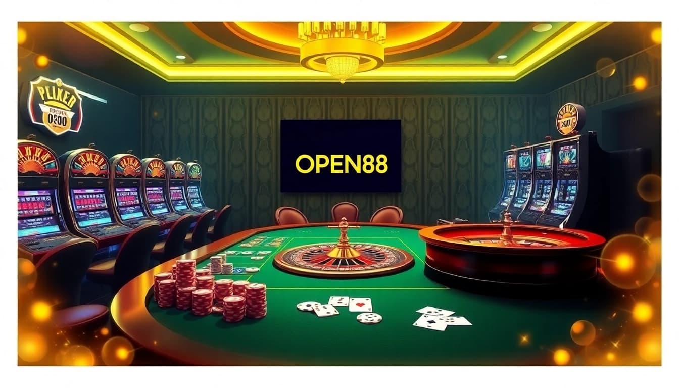 Engaging poker action at OPEN88 casino table filled with chips and cards.