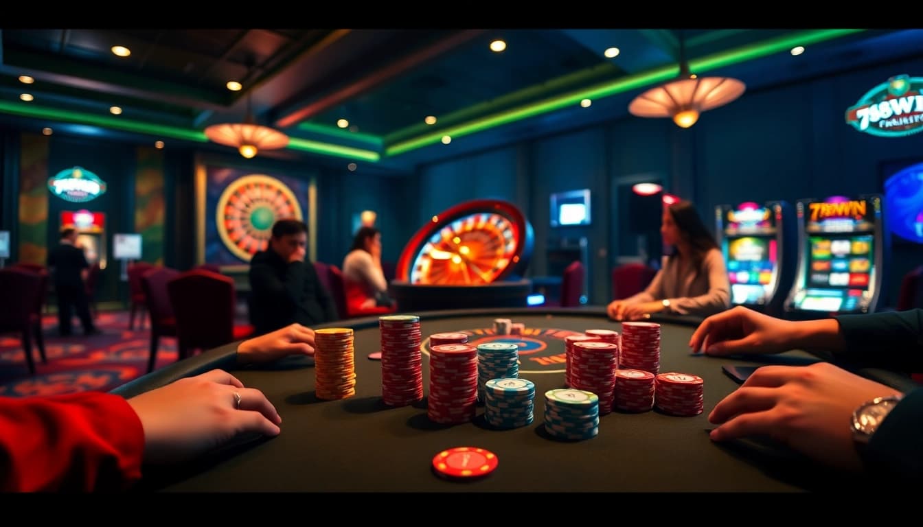 Experience the excitement of 789win with players betting at a vibrant casino table.
