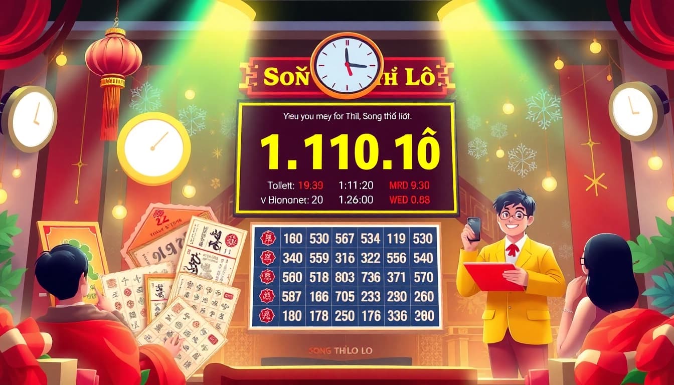 Song thủ lô lottery scene showcasing vibrant tickets and winning numbers display