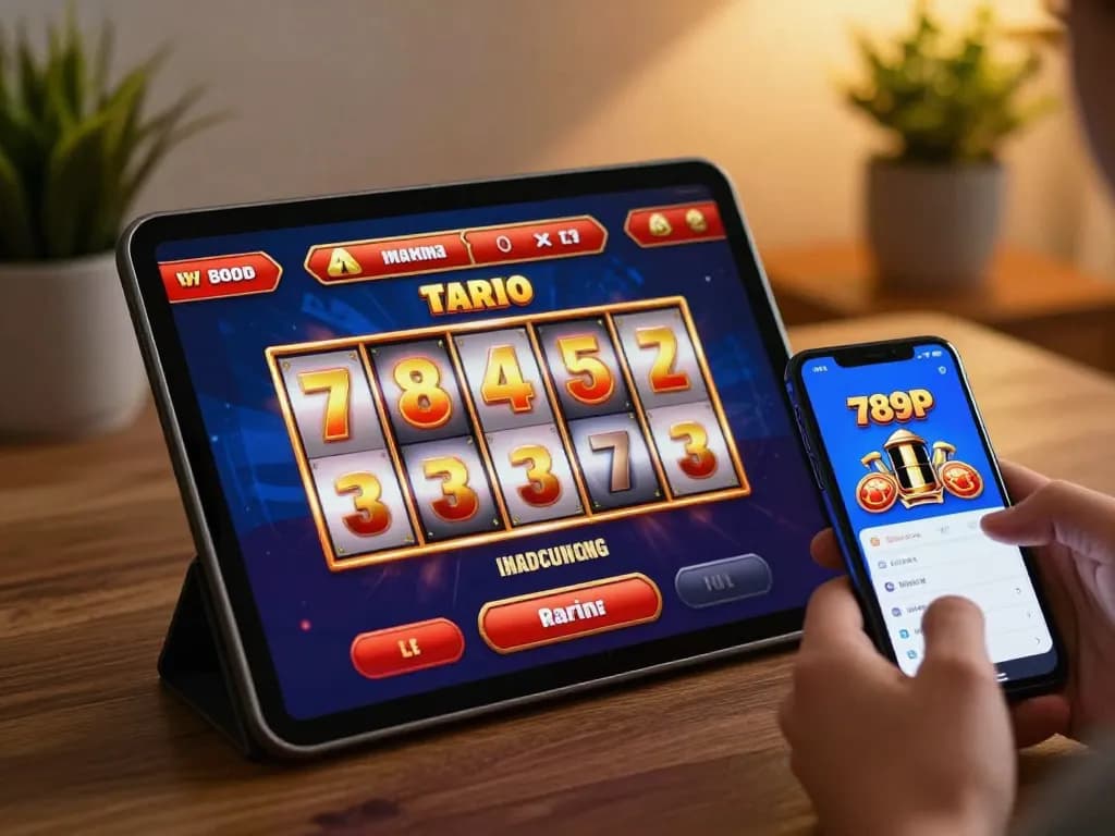Engaged player enjoying online slots at 789P from cozy home setup.