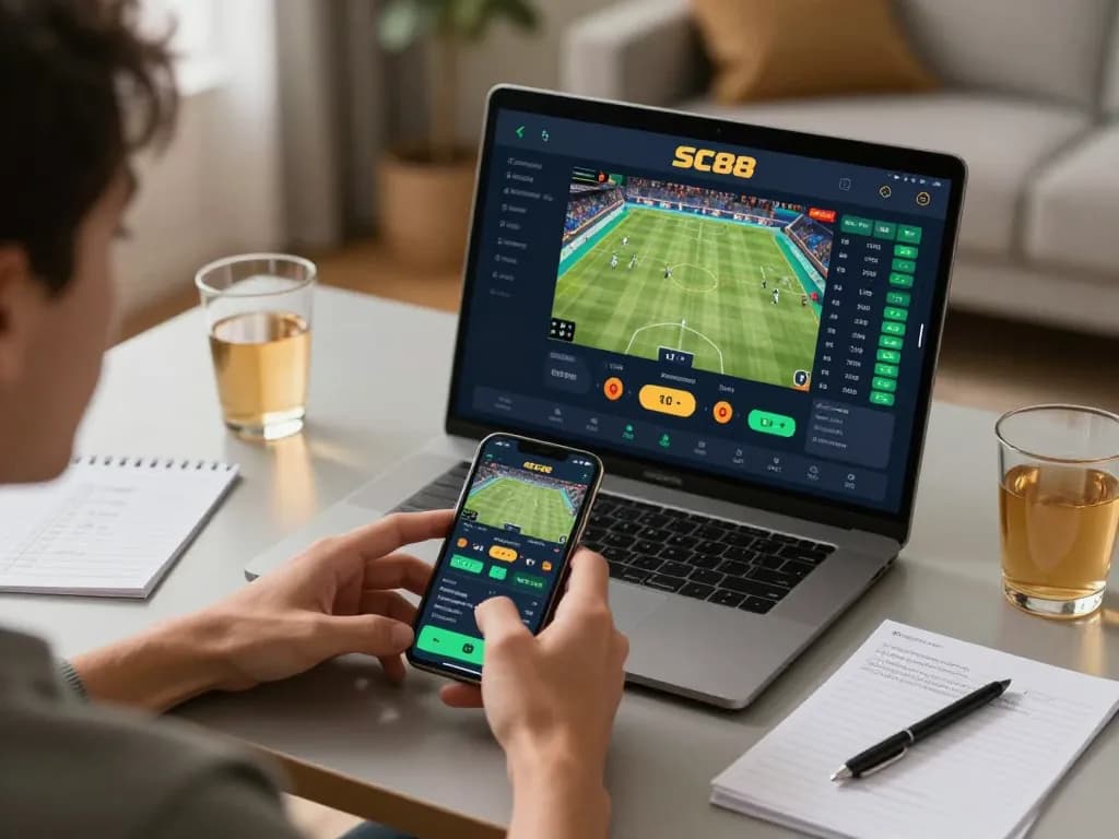 Engaging in SC88 mobile sports betting with live odds displayed on smartphone screen.