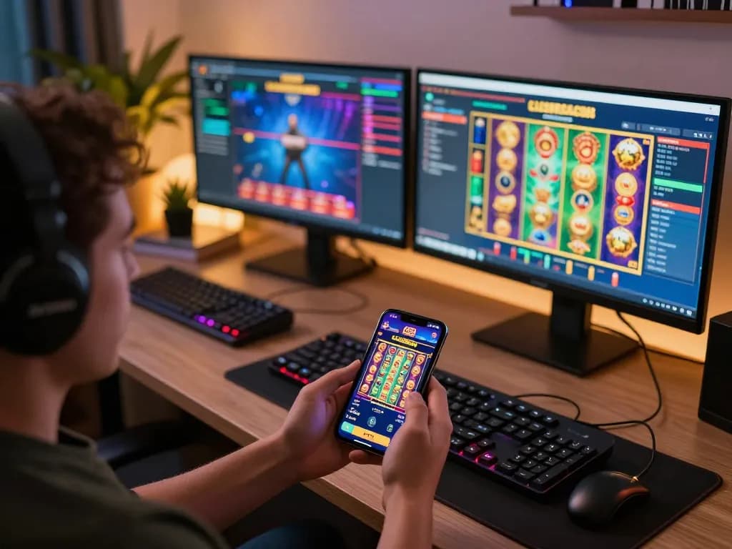 Engaging with the LC88 casino app on a smartphone for exciting online gaming experience