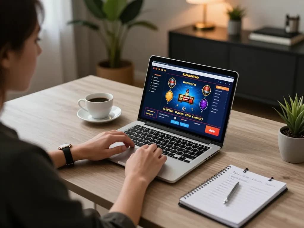 Engaged player using sunwin live dealer app on a laptop during a home gaming session.