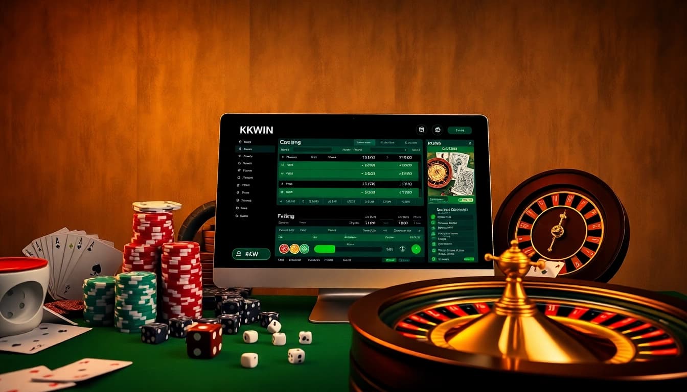 Experience intense gaming at KKWIN with a dazzling setup of casino elements.