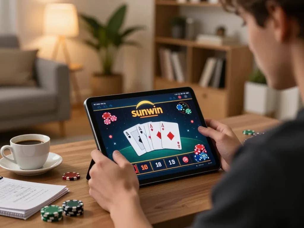 Engaged player exploring sunwin casino app for exciting online gaming experience