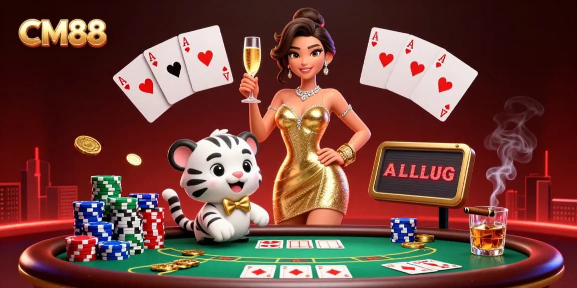 Play exciting casino games at CM88 with a glamorous atmosphere and vibrant poker elements.