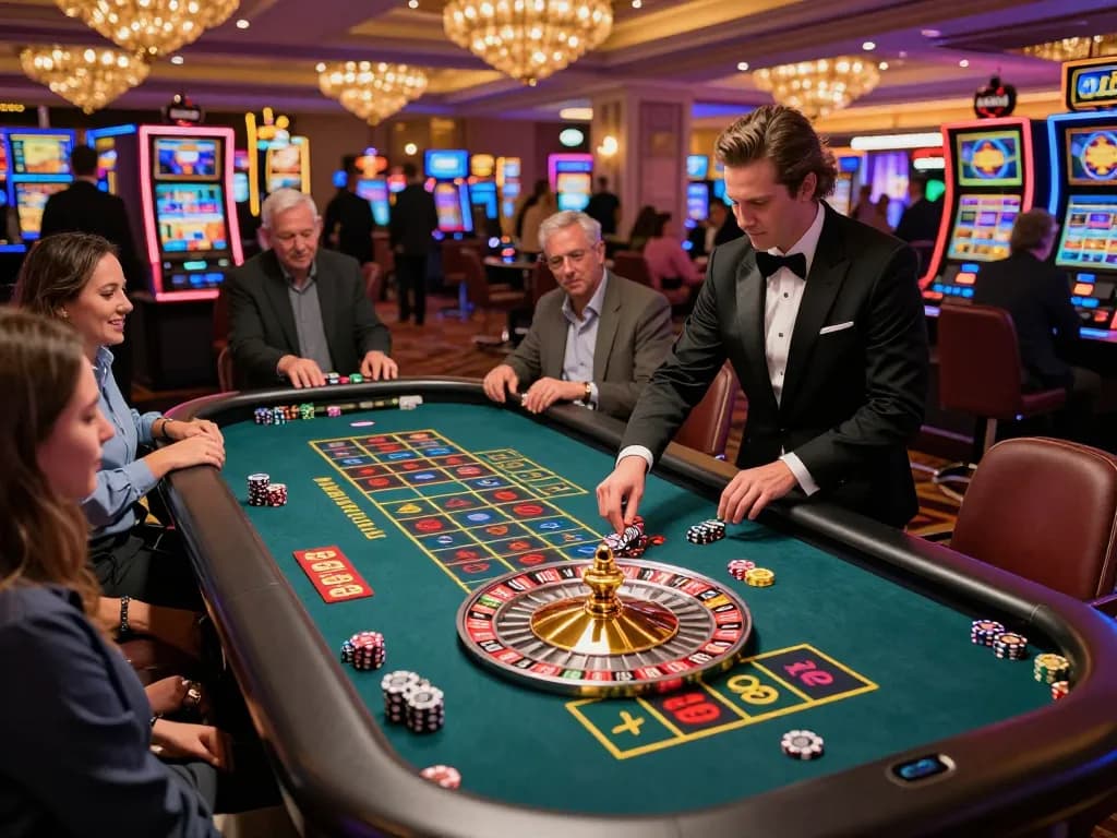Players engaging in an exciting roulette game at GG88 casino, chips placed on the table and wheel spinning.