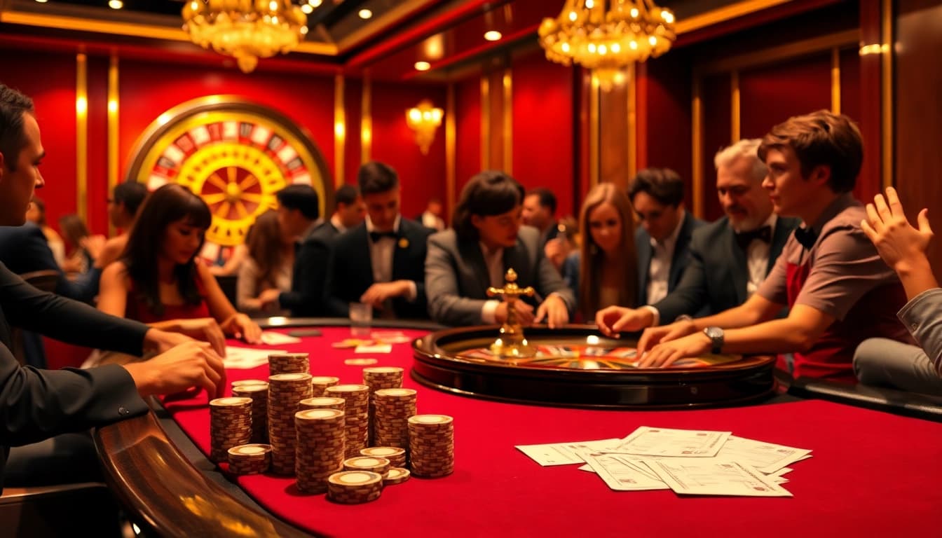 Experience the thrill of high-stakes betting at the mm88 poker table in a luxurious casino.