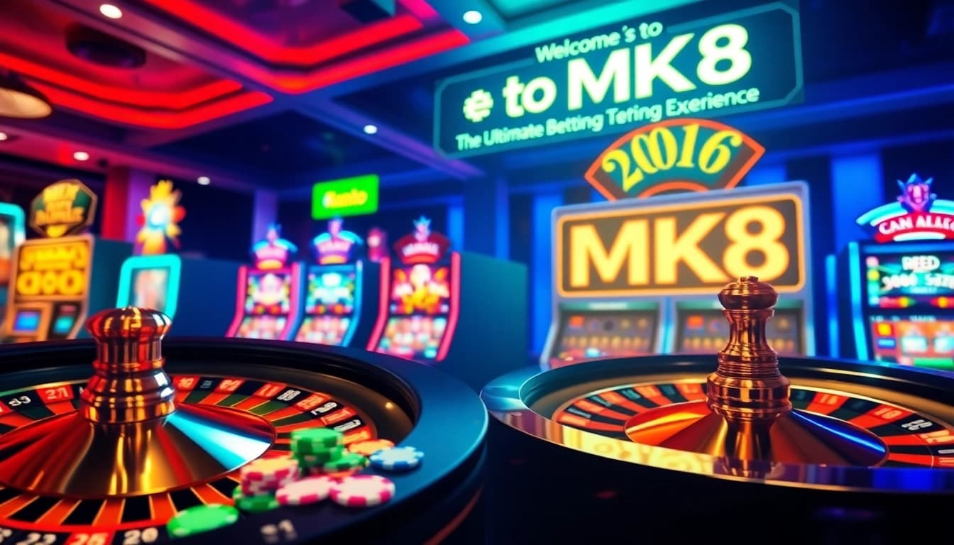 Experience thrilling wins at https://mk8th.net/ with vibrant casino visuals featuring roulette wheels and poker chips.