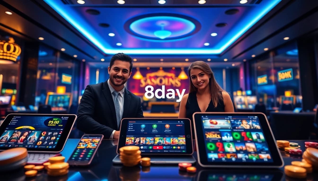 8day online gambling platform interface featuring user-friendly design and vibrant casino atmosphere.