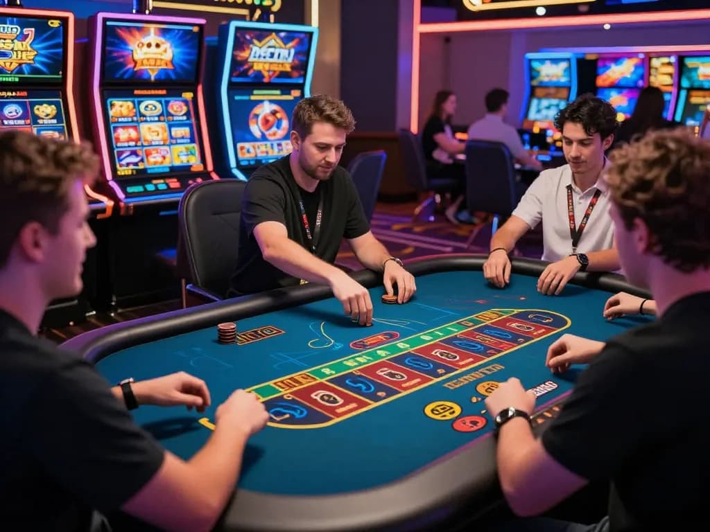 Engaged players enjoying b52club tài xỉu in a vibrant online casino environment with interactive dealers.