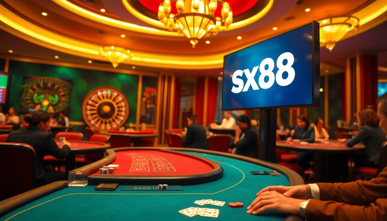 Players enjoying high stakes at sx88 casino tables while testing their luck on roulette.