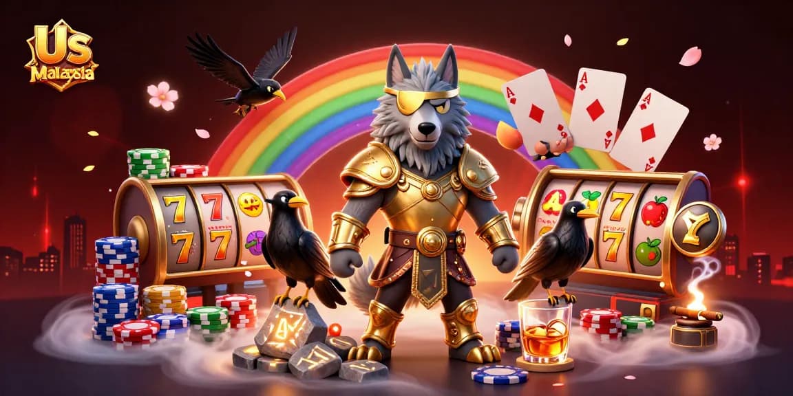 Engage in thrilling gaming action at Us Casino Malaysia with vibrant slot games and mystical characters.