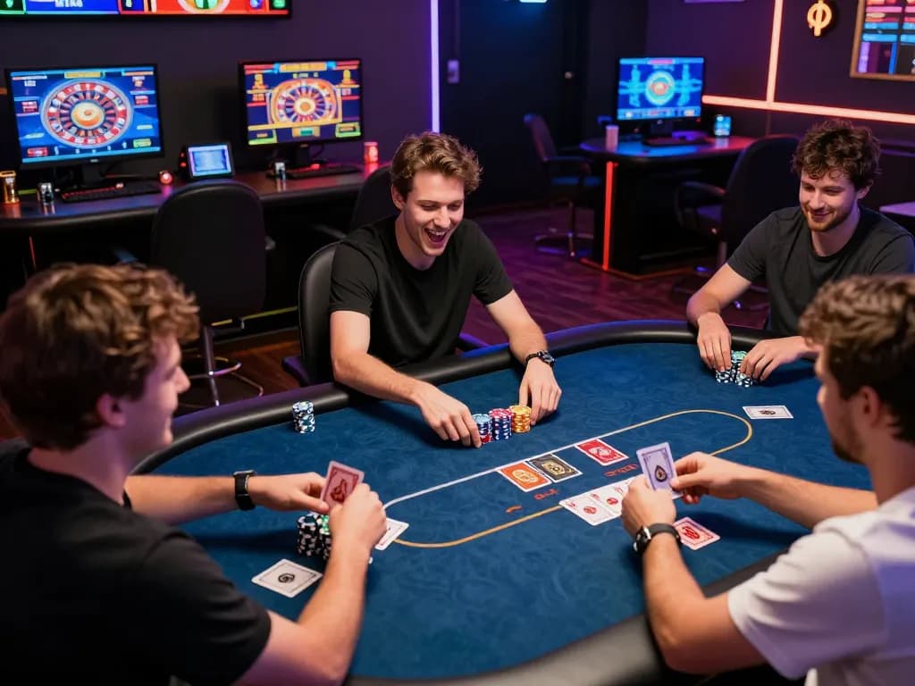 Pemain meraih kemenangan besar di meja poker KYUNGDOONGMART dengan tumpukan chip tinggi di kasino online yang menggiurkan.