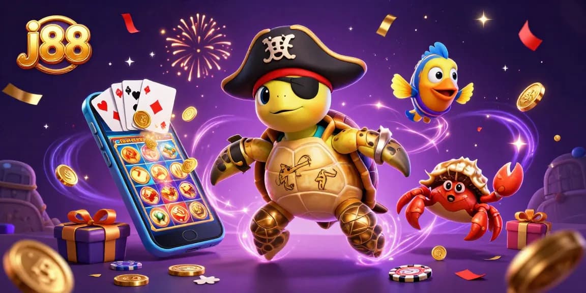Engage in j88 gaming excitement with vibrant characters and thrilling casino elements.