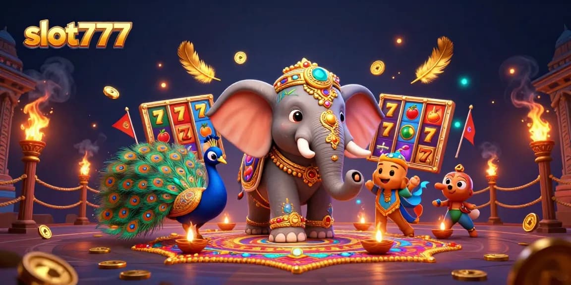 Spin the reels of slot777 amidst vibrant casino elements and mystical decorations.