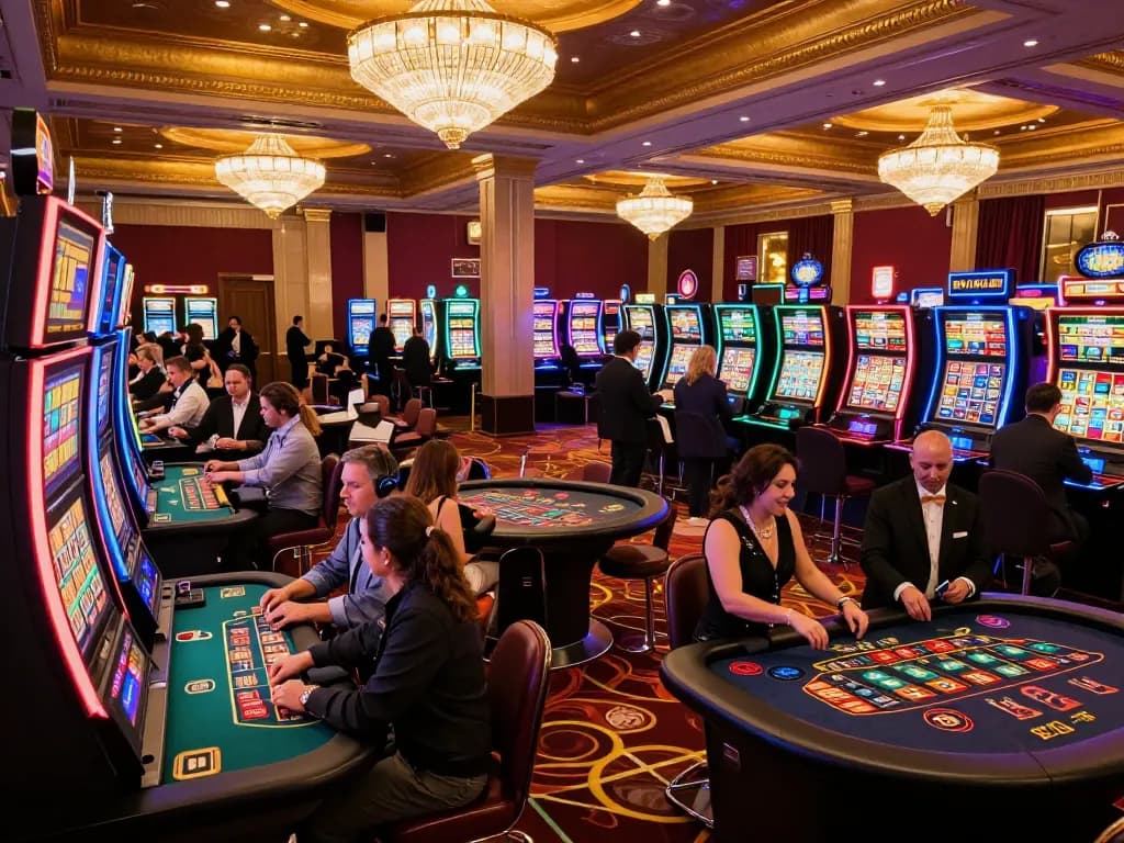Players celebrating wins at TT88 slot machines in a vibrant casino setting.