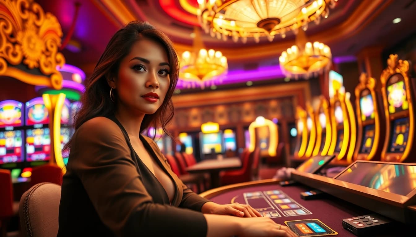Experience the excitement at AT99娛樂 with a vibrant casino scene showcasing a professional dealer.
