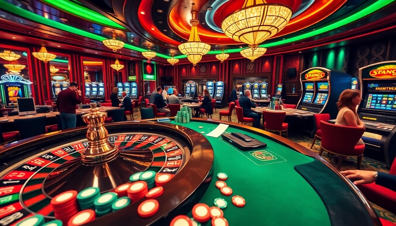 Experience the thrill of gambling at uu88.c with vibrant casino tables and excited players.