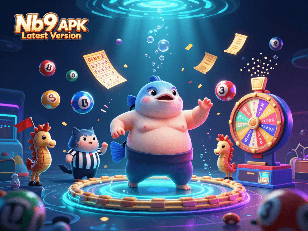 Engage with Nb9 APK Latest Version through this vibrant underwater casino scene with dynamic elements.